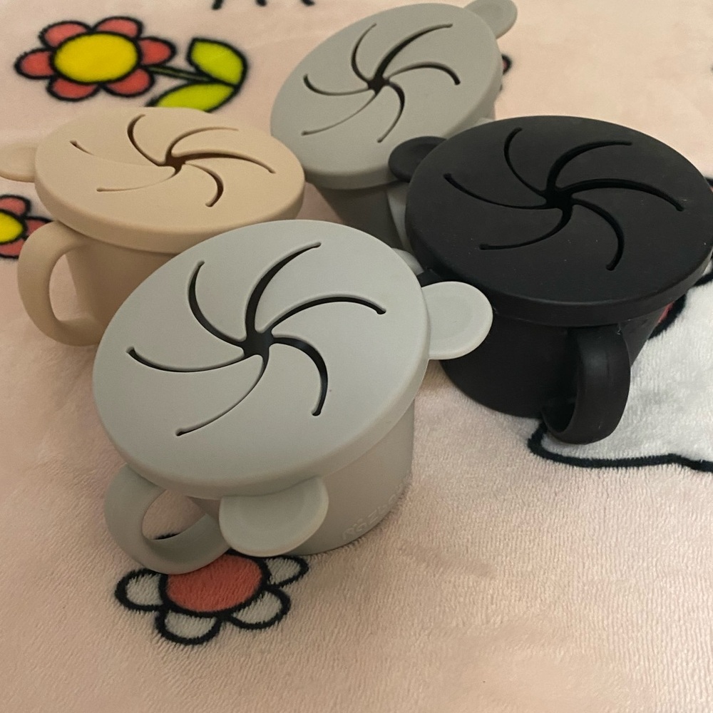 RazBaby Silicone Snack Cups for Kids - Black, Gray, Tan